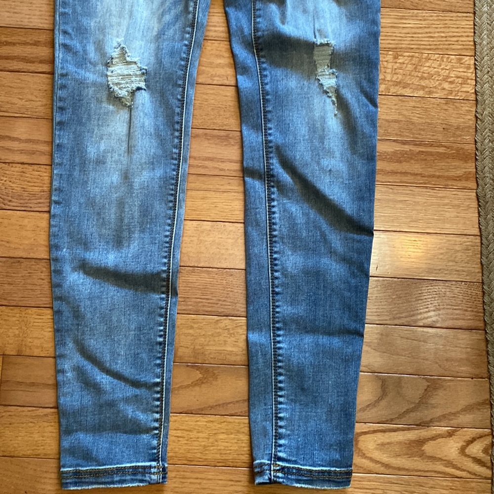 Skinny denim jeggings with elastic waist